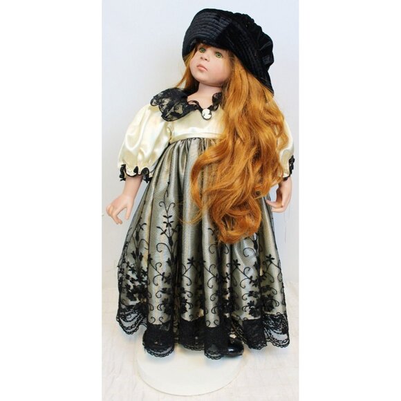 The Doll Maker & Friends Linda Rick Porcelain Raven Stand 24" Red hair Green Eye - Picture 2 of 16